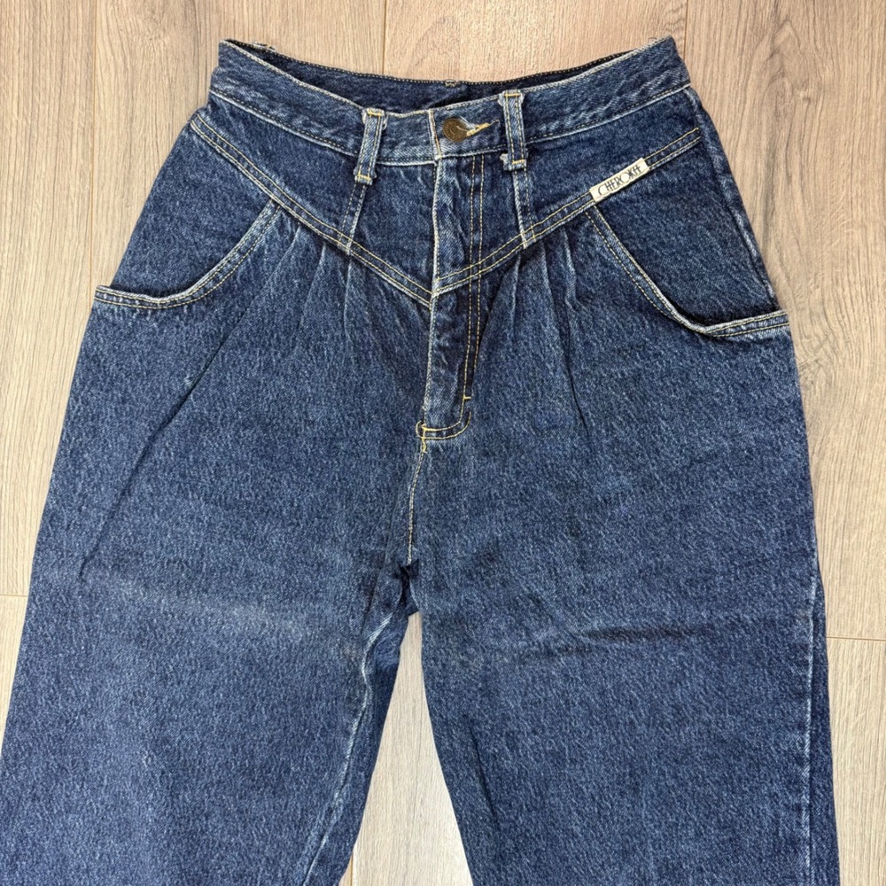 Vintage Cherokee High Waist Western Yoke Pleated Blue Denim Jeans USA Made Sz 10 - Picture 6 of 10